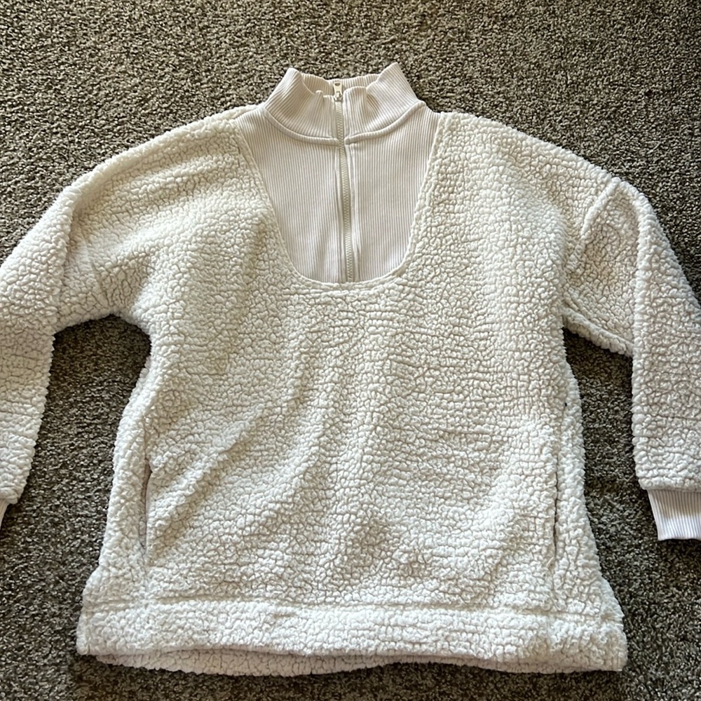 Aerie Sherpa Quarter zip, Size Small